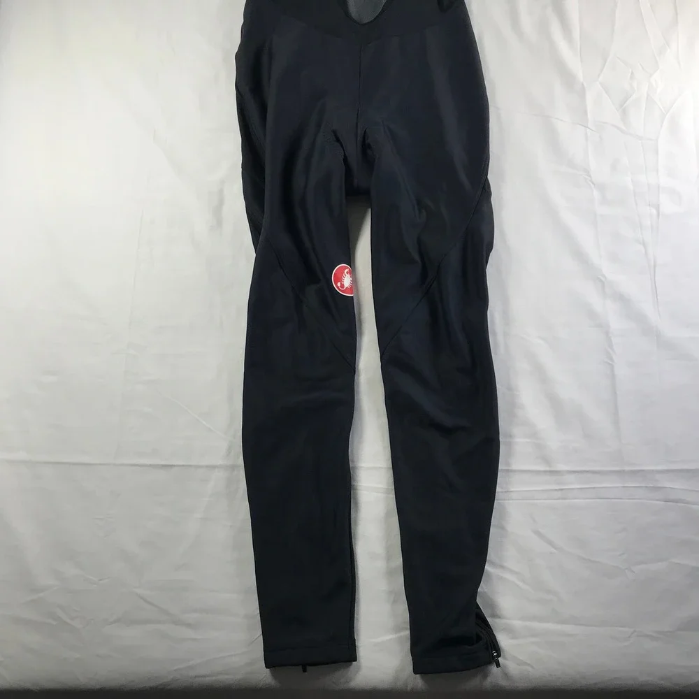 Castelli Mens Black Cycling Bib Tights Padded Chamois Zipper Ankle Size 2XL